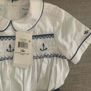 Ralph Lauren nautical-inspired smocked shirt and linen set
